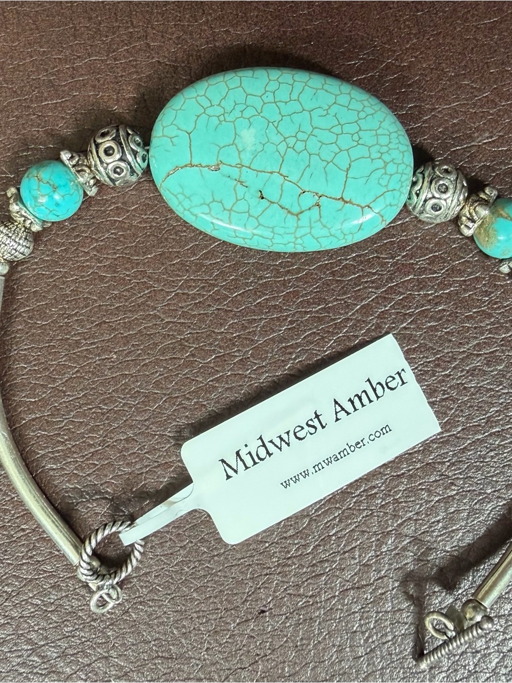 NWT Midwest Amber Genuine Sterling Silver Turquois Bracelet Made In USA